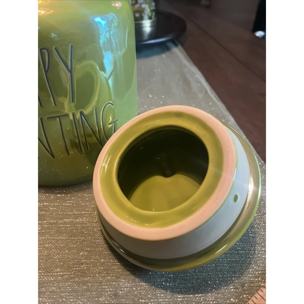 Rae Dunn By Magenta Happy Haunting Green Handle Canister Candy Cookie Jar EUC